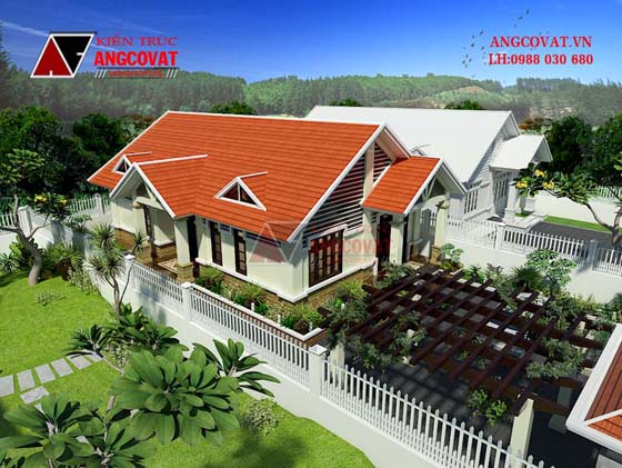 phối cảnh 3 mẫu nhà 1 tầng đẹp 3 phòng ngủ ở nông thôn với diện tích 120m2