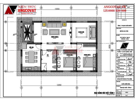 Chi tiết mặt bằng thiết kế nhà 1 tầng diện tích 8x12m đẹp