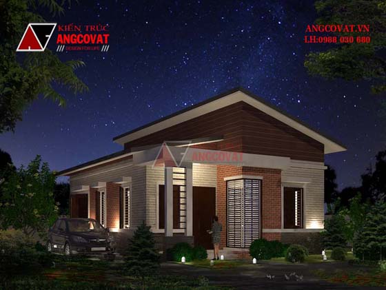 Phối cảnh view 2 - Thiết kế nhà 1 tầng 8x12m nhỏ xinh đẹp tại Quảng Bình