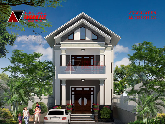 Phối cảnh view 2: Mẫu thiết kế nhà 2 tầng mặt tiền 8m đẹp