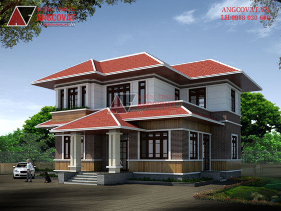 Phối cảnh nhà 2 tầng phong cách hiện đại 1