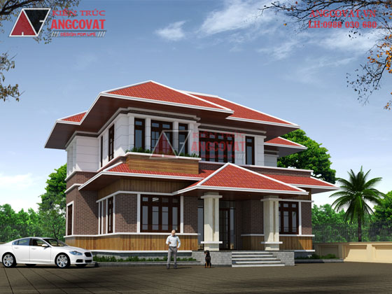 Phối cảnh nhà 2 tầng phong cách hiện đại 2