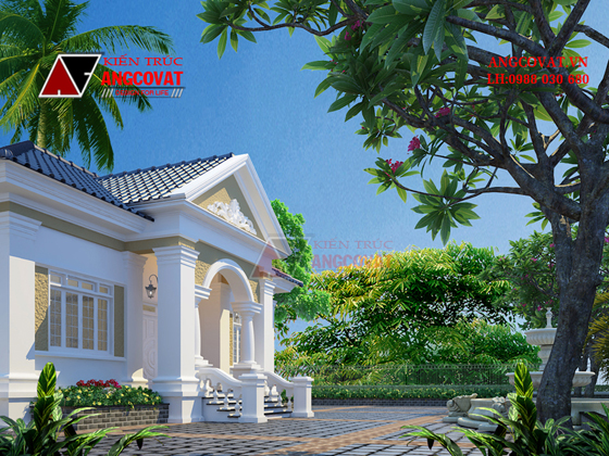 Phối cảnh nhà cấp 4 mái thái 4 phòng ngủ 3