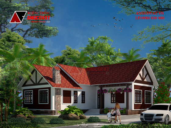 Mẫu thiết kế nhà vườn 1 tầng 4 phòng ngủ 170m2 