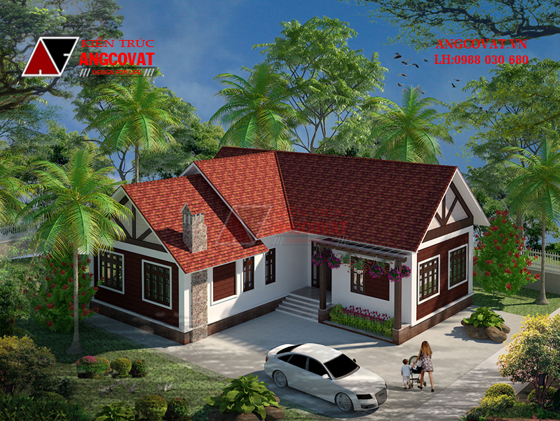 Mẫu thiết kế nhà vườn 1 tầng 4 phòng ngủ 170m2 tại Điện Biên