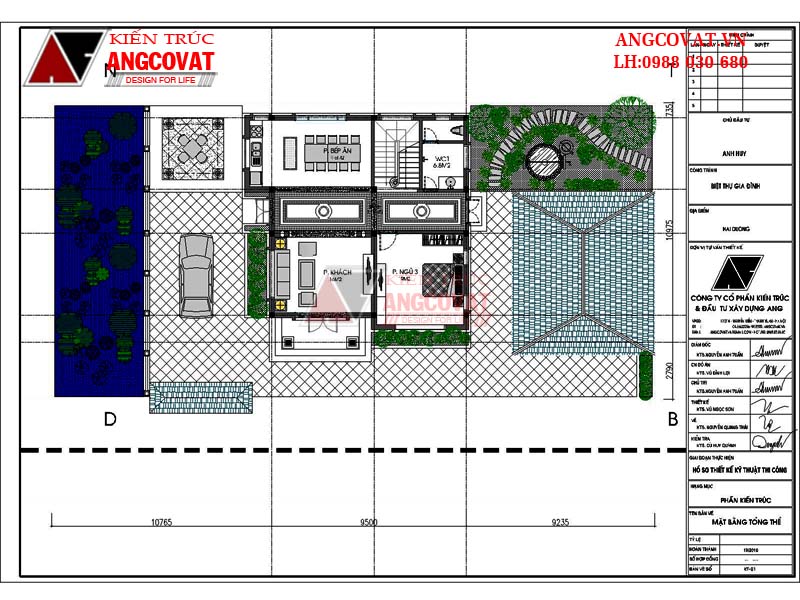 Mặt bằng tầng 1 - Thiết kế nhà 2 tầng 100m2 4 phòng ngủ đẹp