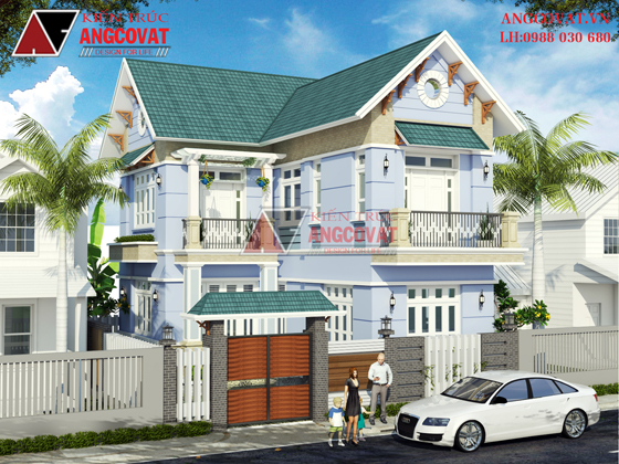 Mẫu biệt thự mini 2 tầng 3 phòng ngủ hình chữ L ở Thanh Hóa