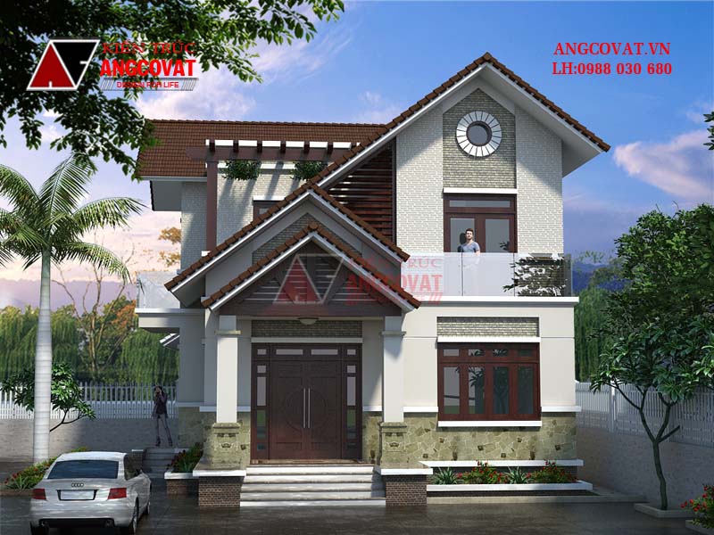 Phối cảnh thiết kế biệt thự 2 tầng mini giá rẻ