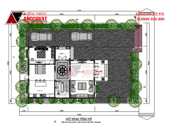 Design mẫu thiết kế biệt thự 3 tầng 120m2 mặt tiền 10m hiện đại tại Hà Nội BT113046