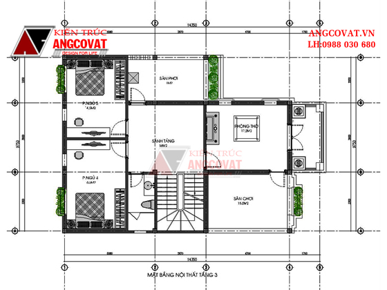 Design mẫu thiết kế biệt thự 3 tầng 120m2 mặt tiền 10m hiện đại tại Hà Nội BT113046