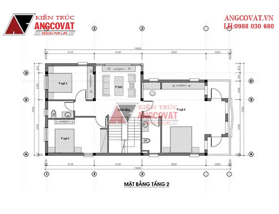 Mẫu thiết kế biệt thự 70m2 2 tầng 4 phòng ngủ mái thái hiện đại ở Hà Nội