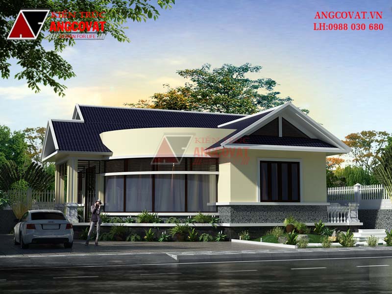 phối cảnh 1: thiết kế nhà 130m2 1 tầng đẹp