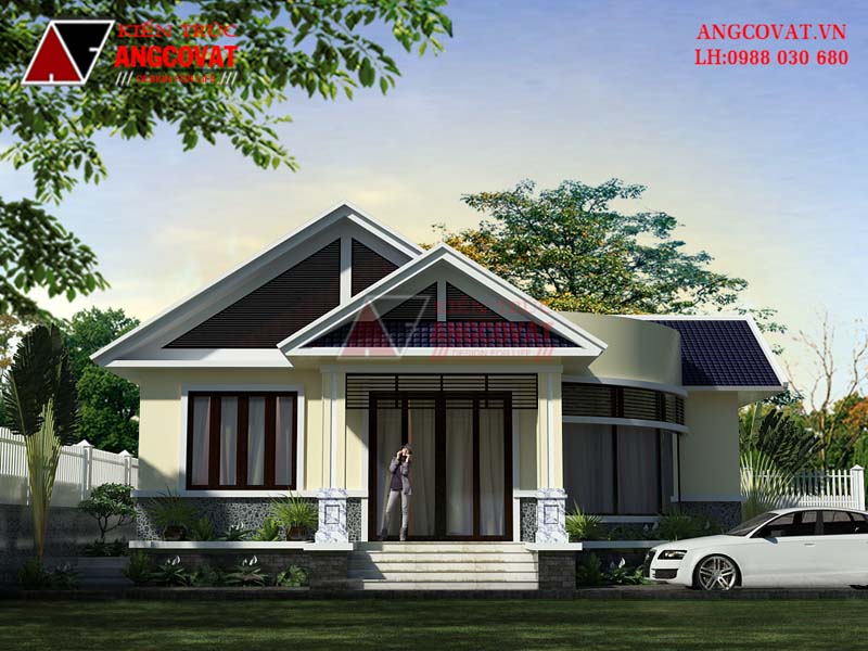 phối cảnh 2 : thiết kế nhà 130m2 1 tầng 3 phòng ngủ