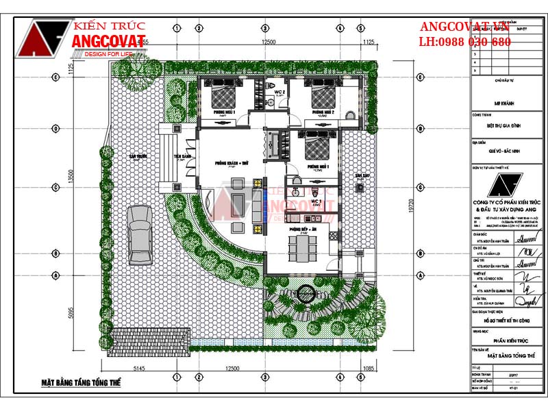 Mặt bằng tổng thể : thiết kế nhà 130m2 1 tầng 3 phòng ngủ 1 phòng khách