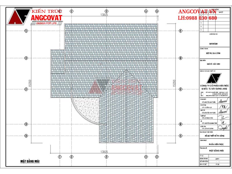 Mặt bằng tầng mái : thiết kế nhà 130m2 1 tầng 3 phòng ngủ mái thái