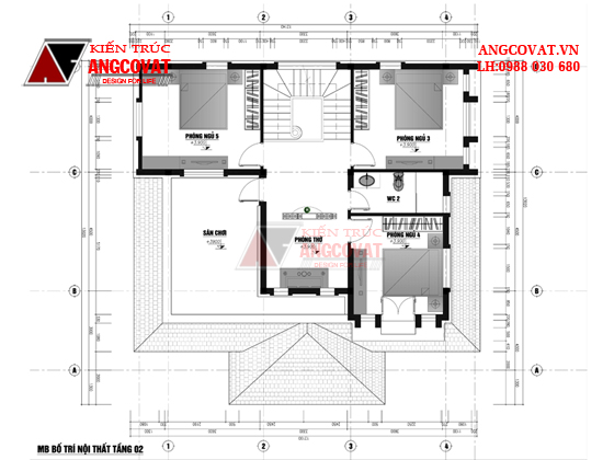 Design mẫu thiết kế nhà 2 tầng 130m2 5 phòng ngủ kiểu thái hiện đại BT222046