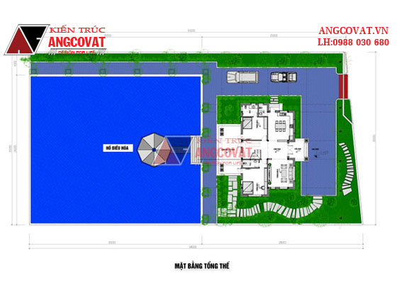 Mẫu thiết kế nhà 2 tầng 160m2 kiểu biệt thự sân vườn 4 phòng ngủ mái thái đẹp lung linh ở Hưng Yên BT22375