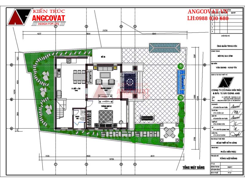 Mặt bằng tổng thể: Mẫu thiết kế nhà biệt thự 80m2 2 tầng mái thái đẹp tại Hưng Yên