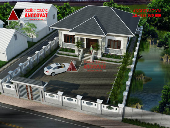 Thiết kế nhà cấp 4 diện tích 140m2 mái thái 3 phòng ngủ đẹp sang trọng tại Thanh Hóa BT23125