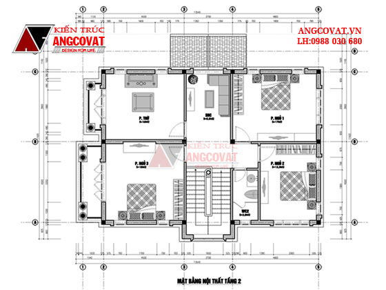 Thiết kế nhà diện tích 100m2 2 tầng phong cách tân cổ điển đẹp 3 phòng ngủ BT106046