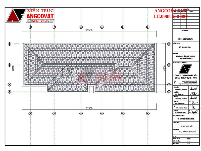 Mặt bằng mái - Thiết kế nhà ngang 7m 2 tầng diện tích 130m2 phong cách hiện đại