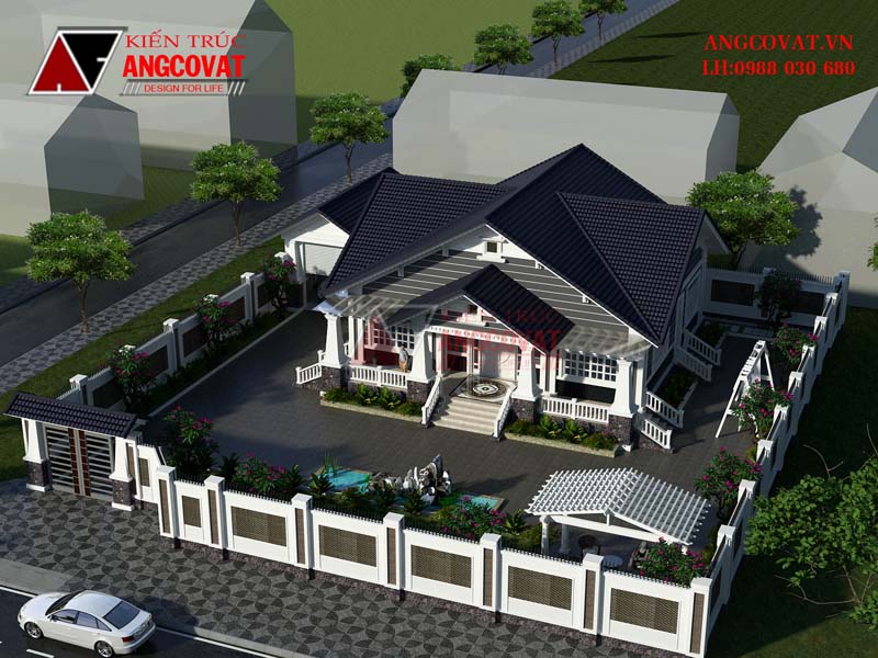 Mẫu thiết kế nhà vuông cấp 4 mái thái đẹp