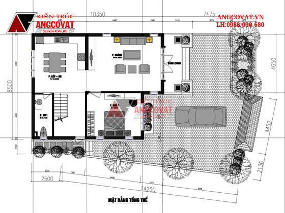 Tư vấn thiết kế nhà 80m2 2 tầng mái thái đẹp mặt tiền 8m tại Hà Nội BT122016
