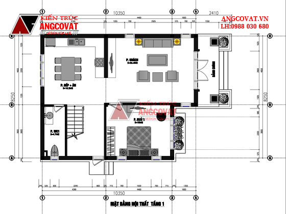 Tư vấn thiết kế nhà 80m2 2 tầng mái thái đẹp mặt tiền 8m tại Hà Nội BT122016