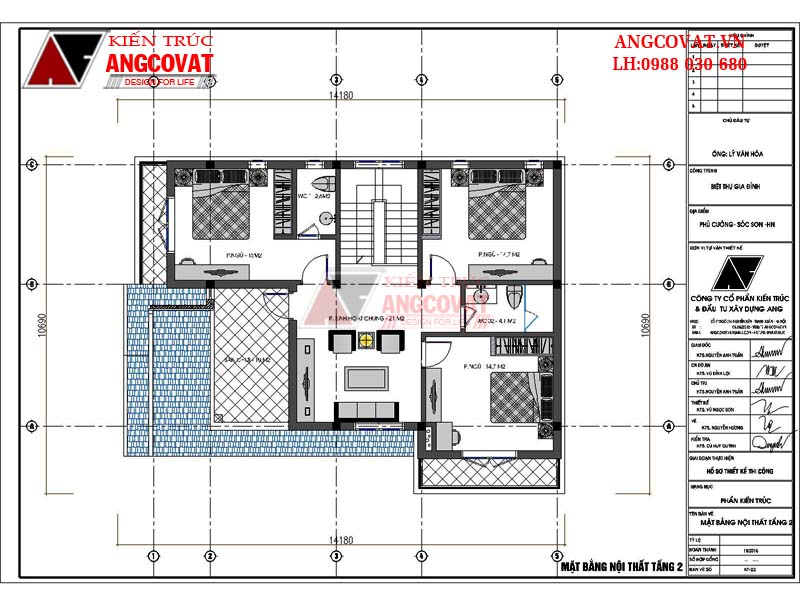 Xây nhà 2 tầng diện tích 100m2 hết bao nhiêu tiền - Mặt bằng tầng 2