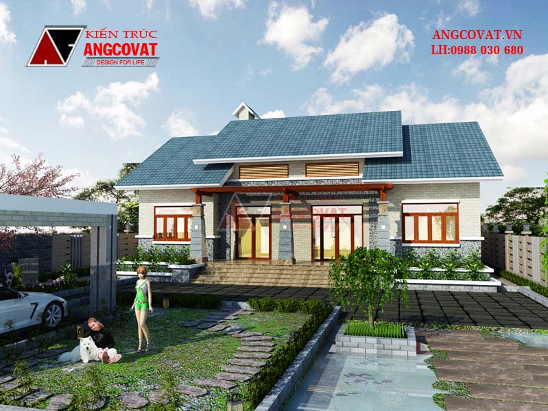 Mẫu nhà 1 tầng nông thôn đơn giản sang trọng kích thước 16x10m ở Hòa Bình BT127105