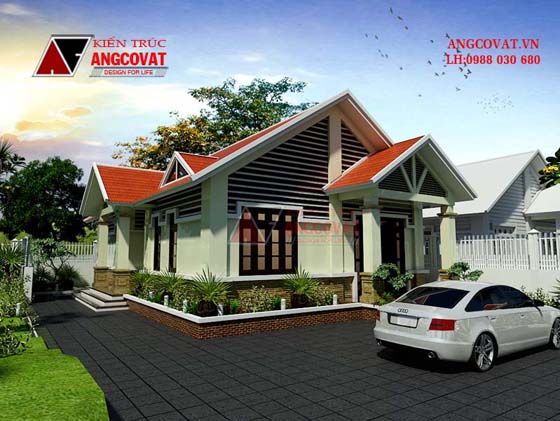 Mẫu nhà 1 tầng đẹp 3 phòng ngủ ở nông thôn với diện tích 120m2 BT111076