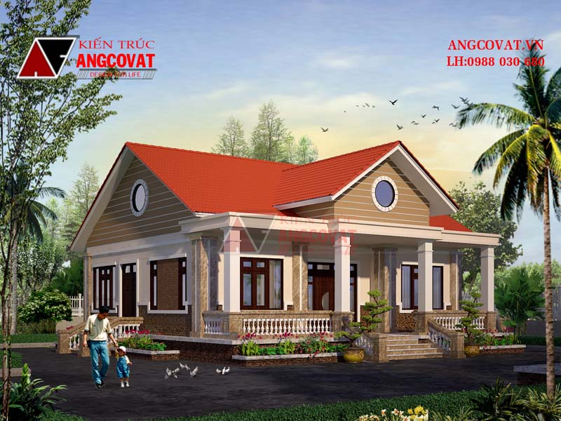 Thiết kế nhà 1 tầng 3 phòng ngủ 110m2 kinh phí 800 triệu BT106096.