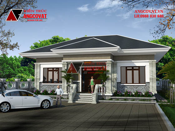 Mẫu thiết kế nhà cấp 4 diện tích 140m2 3 phòng ngủ sang trọng mái thái đẹp tại Thanh Hóa BT23125