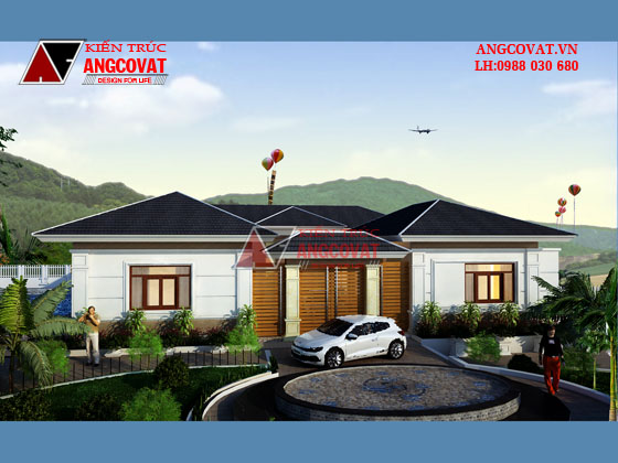 Mẫu thiết kế nhà 1 tầng 400m2 hình chữ U mái thái hiện đại tại Quảng Ninh BT111125