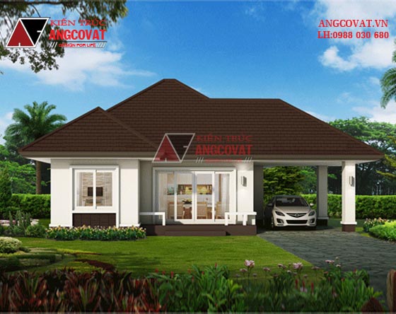 Thiết kế biệt thự 10x10m 1 tầng 3 phòng ngủ mái thái đẹp