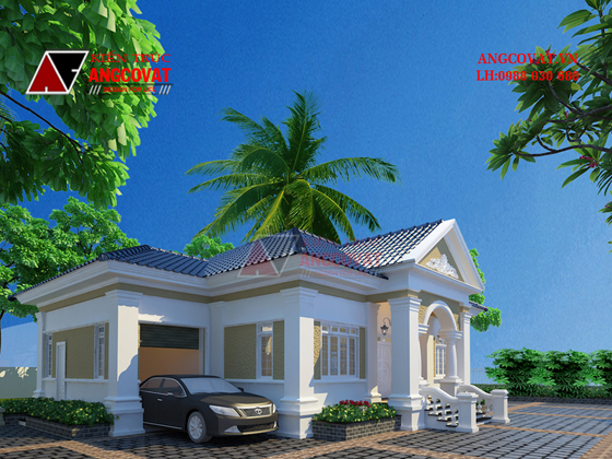 Mẫu biệt thự 200m2 1 tầng đẹp lạ BT122056