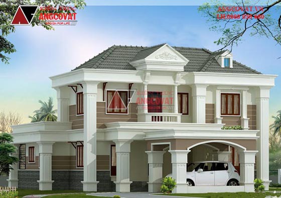 Mẫu thiết kế biệt thự 2 tầng phong cách châu Âu 13x15m đẹp mê ly BT221655