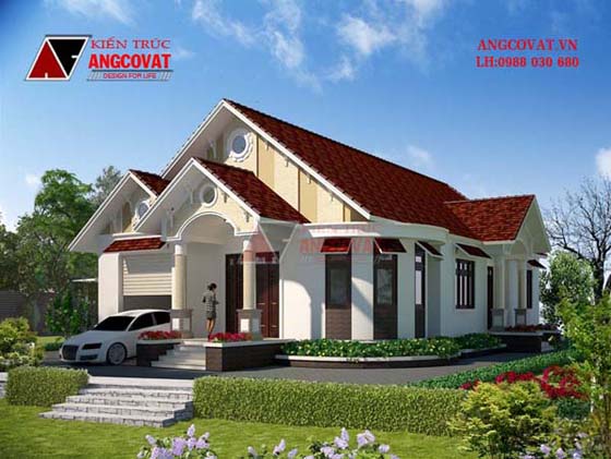 Thiết kế nhà cấp 4 ở nông thôn diện tích 180m2 đơn giản, sang trọng kinh phí 1 tỷ đồng BT129066.