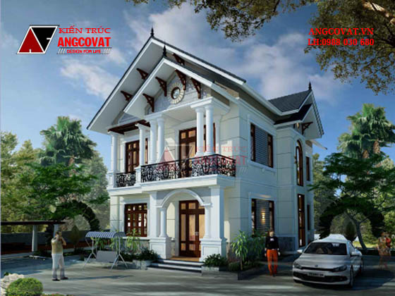 Mẫu thiết kế nhà diện tích 100m2 2 tầng phong cách tân cổ điển đẹp tại Hòa Bình BT106046