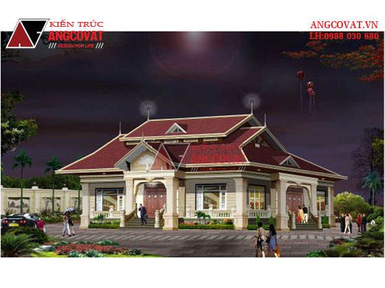 Thiết kế biệt thự 1 tầng kiểu Thái 2 phòng ngủ ở Đà Lạt